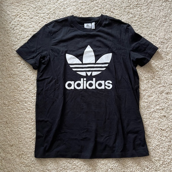 New Adidas Originals Trefoil Tee shirt top black logo short sleeve active medium - Picture 2 of 4